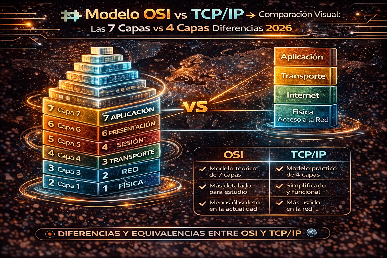 Modelo OSI comparación con TCP IP las 7 capas vs 4 capas diferencias