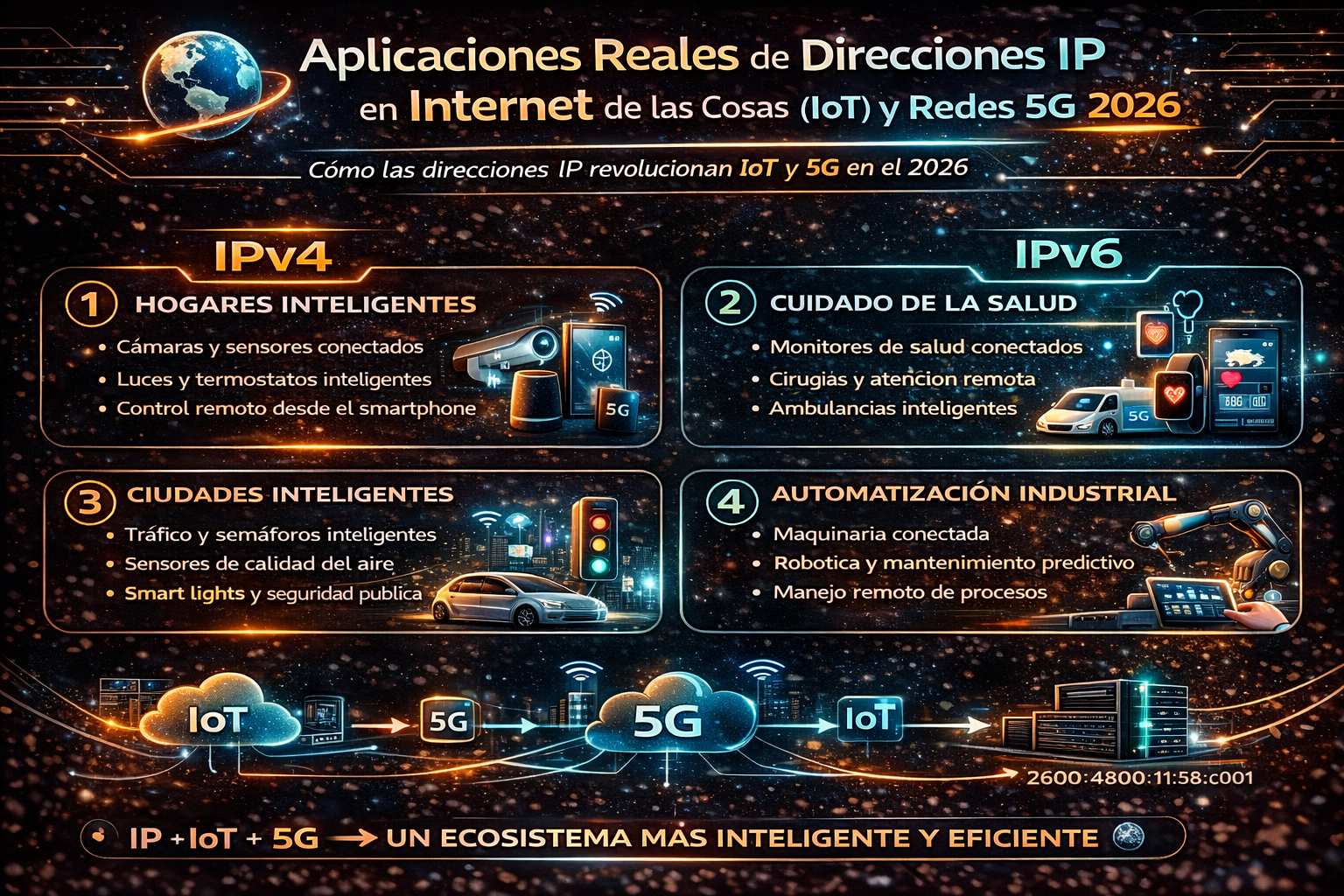 Aplicaciones reales de direcciones IP en Internet de las Cosas IoT y redes 5G 2026