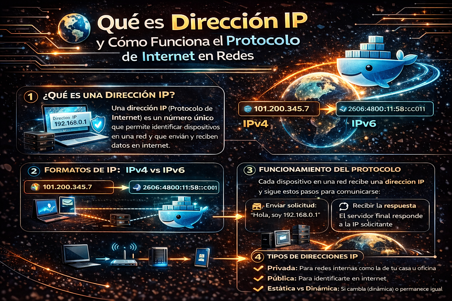 Qué es una dirección IP y cómo funciona el protocolo de Internet en redes